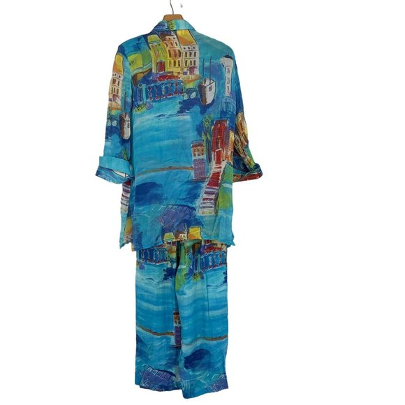 Vintage Sea Suns Outfit 2 Piece Set size medium crop pants semi sheer top tunic - Picture 6 of 9